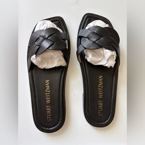 Stuart Weitzman Black Braided Slide Sandals